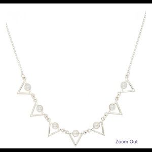 Silver Pearl Triangle Necklace